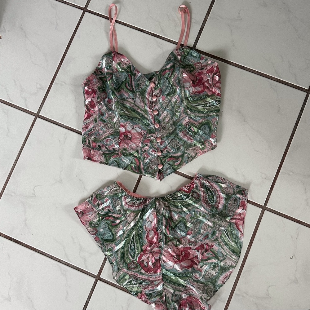 Vintage Victoria’s Secret Gold Label Floral Two Piece Lingerie Set